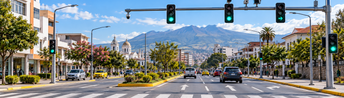 Intersección andina bajo cielo azul